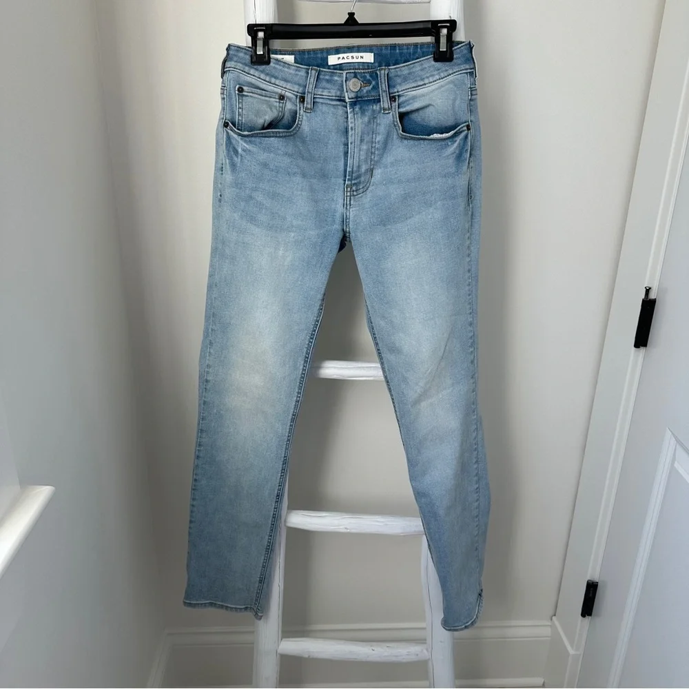 PacSun Men's Slim Jeans in Light Blue Size 28 X 30